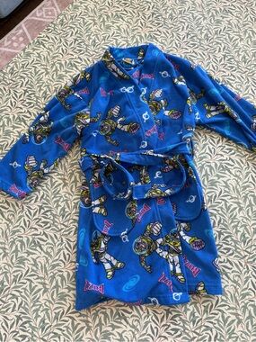 Vintage Disney Blue Buzz Lightyear/ Toy Story Fleece Robe for Kids